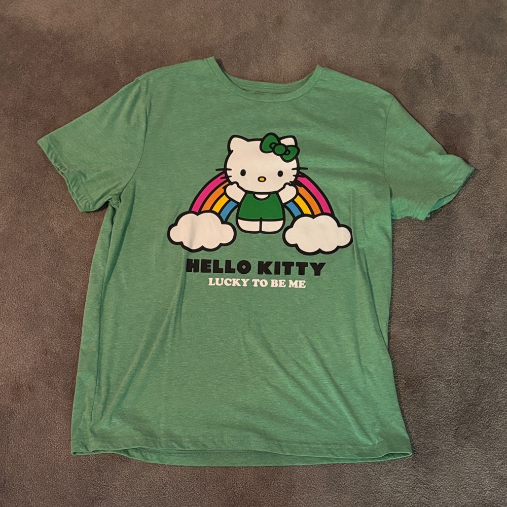 Sanrio Hello Kitty Green Rainbow Graphic Tee